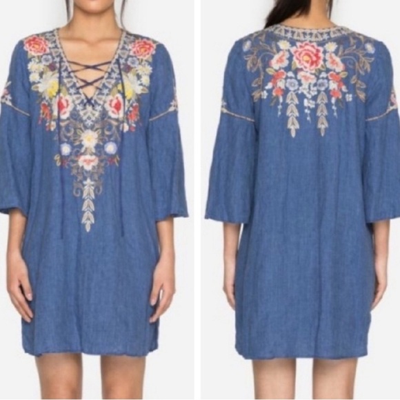 Johnny Was Dresses & Skirts - Johnny Was Workshop Kitti Lace Up Dress. 100% Linen. Size M